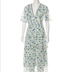 Vilshenko silk maxi dress bridal floral Size 6